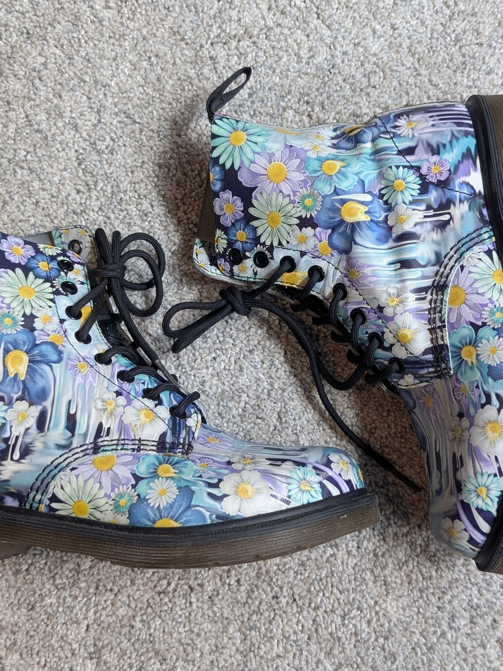 Dr Martens Women's Slime Floral Pascal Boot Purple Paint Slick US 8 EU 39 UK 6